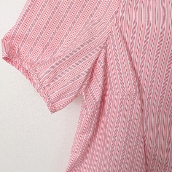 Talbots Pink Stripe Short Sleeve Blouse Medium Petite - Picture 6 of 9